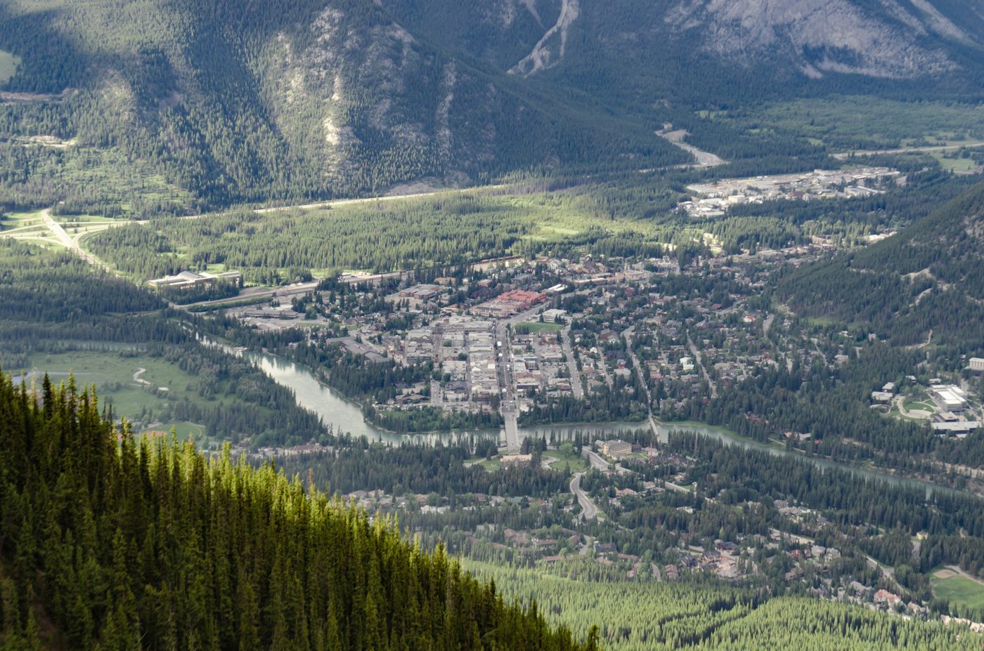 Banff townsite and the Bow valley seen from the Sulphur Mountain ridge